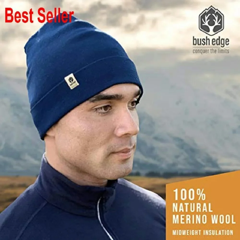 Merino Wool Cuff Beanie Hat Classic Minimal Chic Winter Essential Cozy